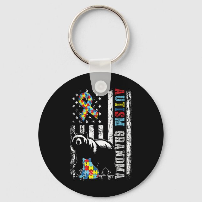 Llavero Autismo El Oso De La Abuela Con Puzzles Y Ampollas (Anverso)