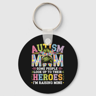 Llavero Autismo Mamá Criando Héroe Groovy Pelo Desordenado