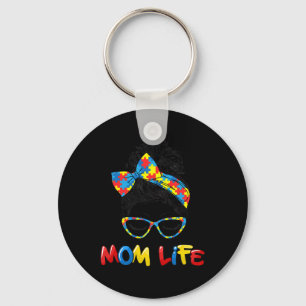 Llavero Autismo mamá vida desordenada Bun Sungles Byndana 