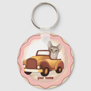 Llavero Auto de conducción de gatos abisinos