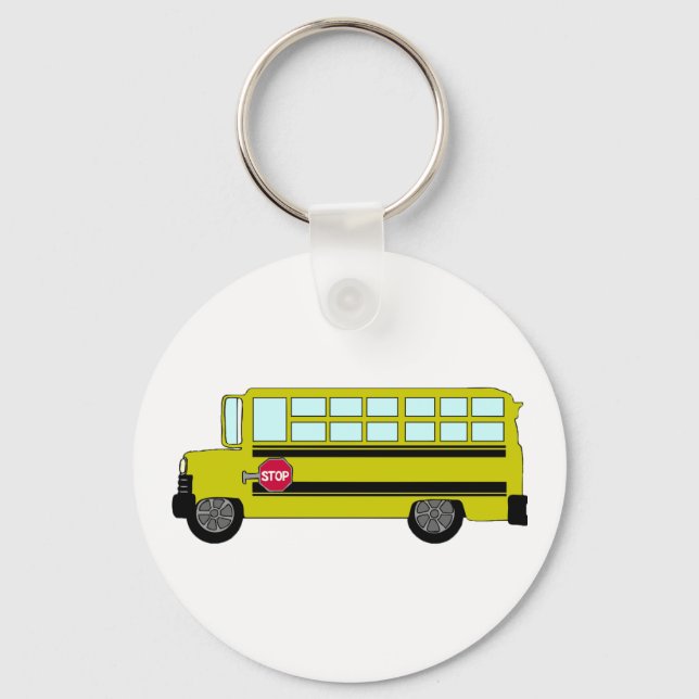 Llavero Autobús Escolar Amarillo con Señal de Parada (Anverso)