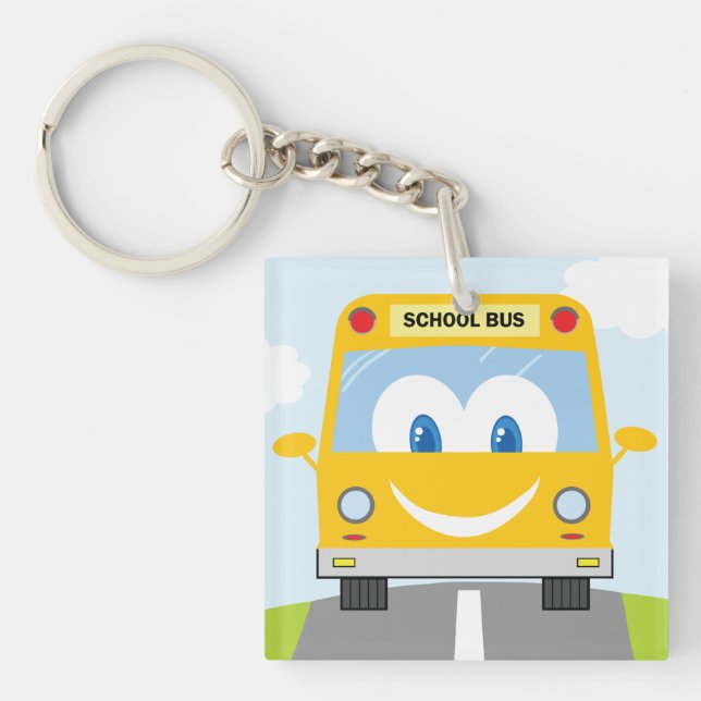 Llavero Autobús Escolar Amarillo Sonriente (Frente)