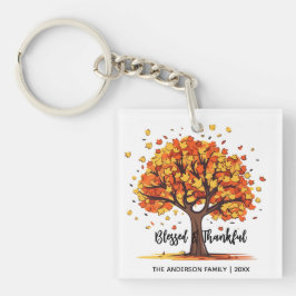 Llavero Autumn Fall Tree Happy Thanksgiving Blessed