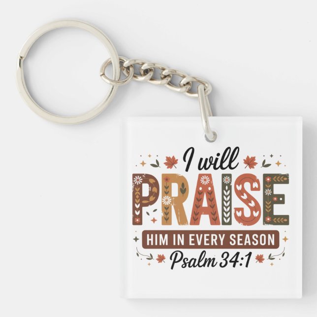 Llavero Autumn Psalm 34:1 Keychain (Frente)