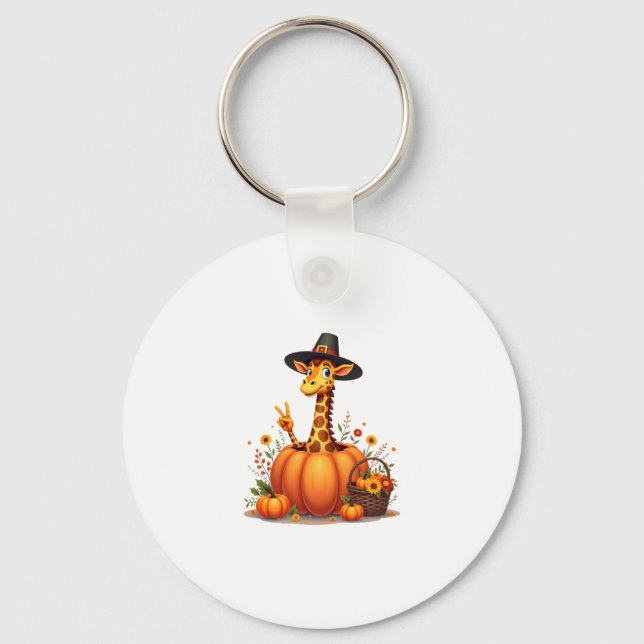 Llavero Autumn Pumpkin Fall Giraffe Thanksgiving Womens Me (Anverso)