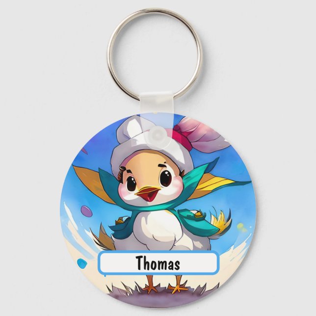 Llavero Ave Cuta Con Keychain De Nombre De Personalizable (Anverso)