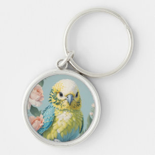 Llavero Ave De Parakeet De Bebé Amarillo Y Azul