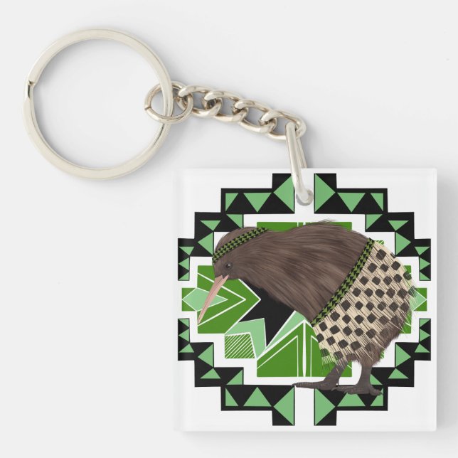 Llavero Ave nacional neozelandesa tradicional - Ave Kiwi (Frente)