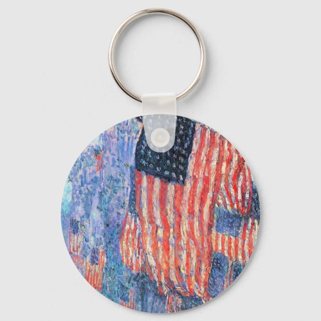 Llavero Avenida en lluvia por Frederick Childe Hassam (Anverso)