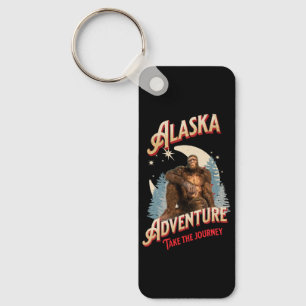 Llavero Aventura de Bigfoot de Alaska Arte de Retro Natura