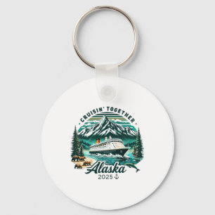 Llavero Aventura de crucero vintage por Alaska 2025 Famili