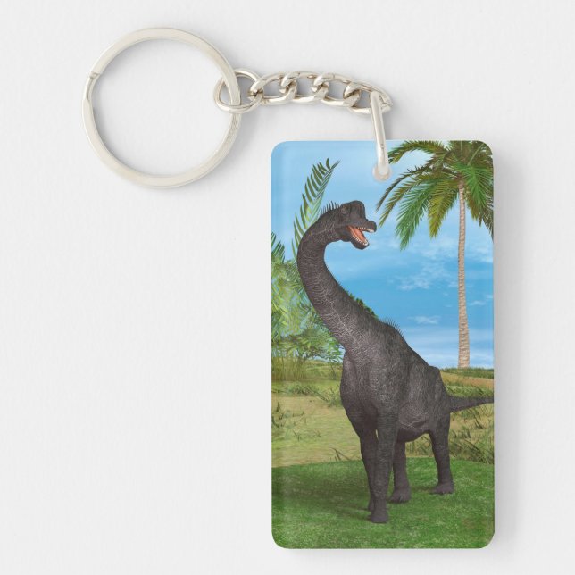 Llavero Aventura de dinosaurio de cuello largo en la selva (Frente)