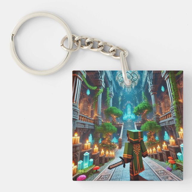 Llavero Aventura para minecrafty con etiqueta de identific (Frente)