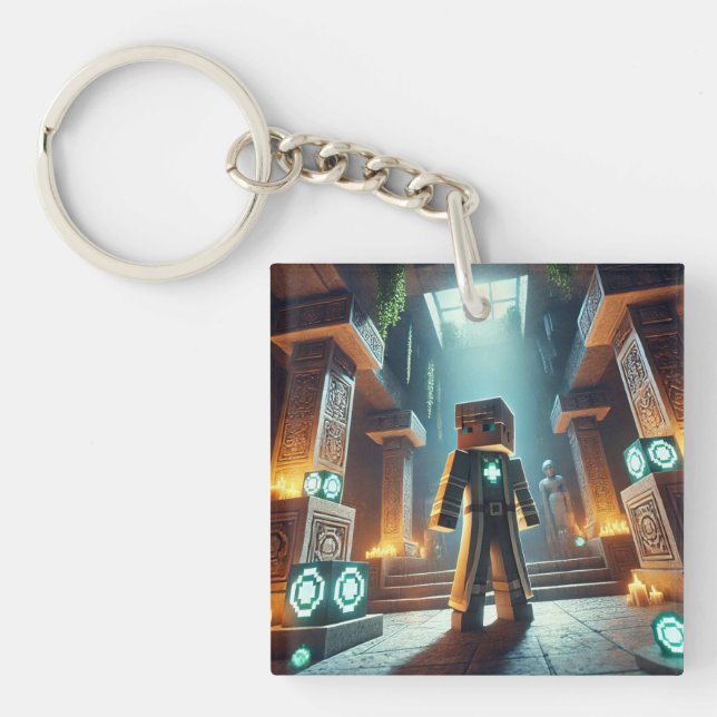 Llavero Aventura para minecrafty con etiqueta de identific (Frente)