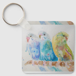 Llavero Aves australianas Budgie Watercolor Art Key Ring
