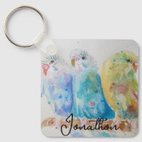 Aves australianas Budgie Watercolor Art Key Ring