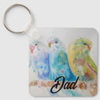 Aves australianas Budgie Watercolor Art Key Ring