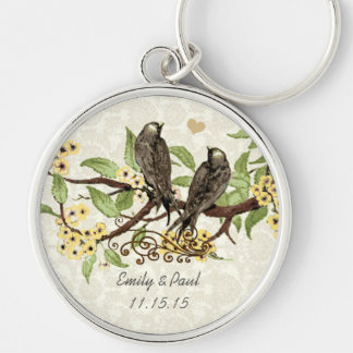 Llavero Aves de Amor Vintage Cadena de Llave Boda de Flor
