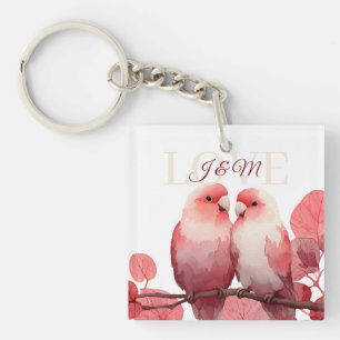 Llavero Aves de color agua con Iniciales Personalizados