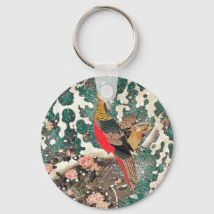 Llavero Aves doradas en la nieve de Ito Jakuchu