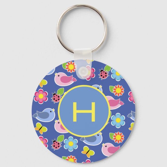 Llavero Aves, mariposas y flores de adybugs Iniciales (Anverso)