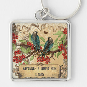 Llavero Aves Verde azuladas de cosecha mústica Cadena de c
