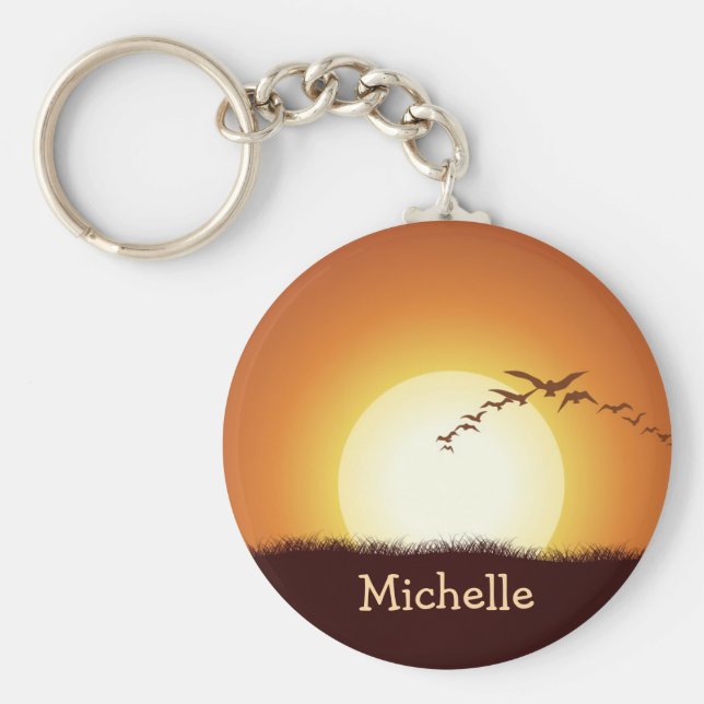 Llavero Aves volando en la cadena de claves personalizada  (Frente)