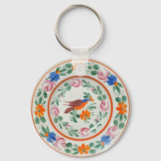 Llavero Aves y flores de arte folclórico