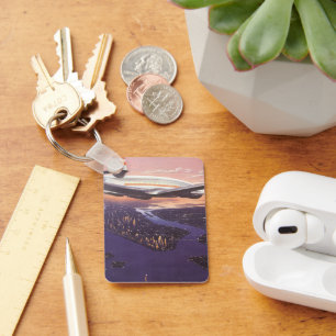 Llavero Avión antiguo sobre el río Hudson, ciudad de Nueva