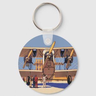 Llavero Avión biplano de viaje y transporte vintage