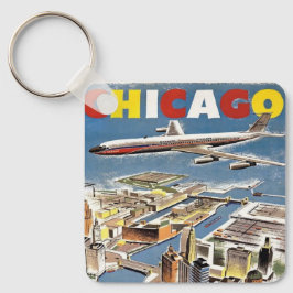 Llavero Avión turístico de Viaje Retro Chicago