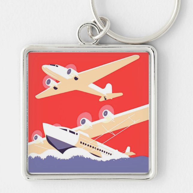 Llavero Aviones volando Hélice Vintage (Frente)
