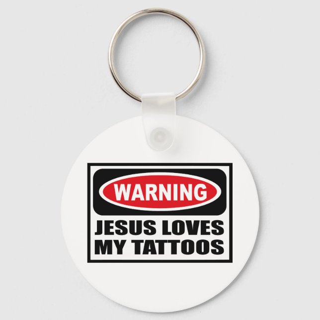 Llavero Aviso a JESÚS AMA MI TATTOOS Key Chain (Anverso)