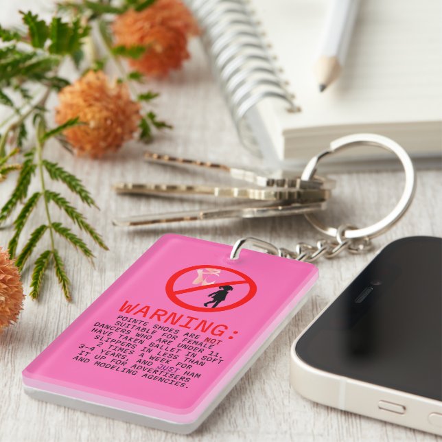 Llavero Aviso de zapatillas de punta rosa caliente persona (Frente Derecha)