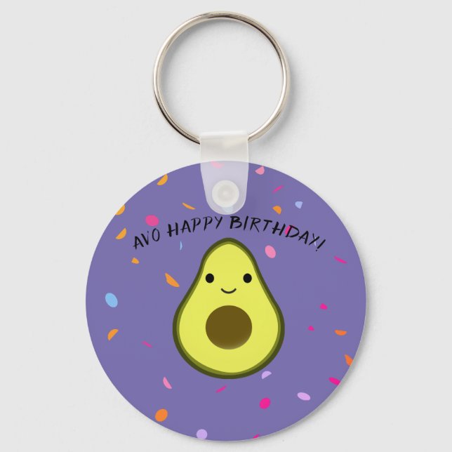 Llavero Avo Happy Birthday Cute Avocado Birthday (Anverso)