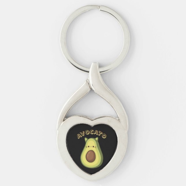 Llavero AVOCATO - Divertido Gato y Aguacate Amantes Keycha (Anverso)