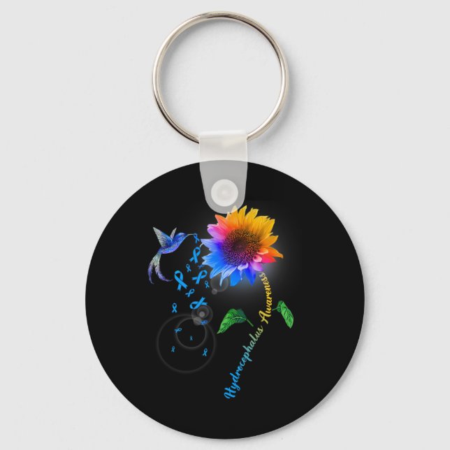 Llavero Awareness Blue Sunflower Hummingbird (Anverso)