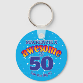 Llavero AWESOME 50 Cumpleaños AZUL Ligero