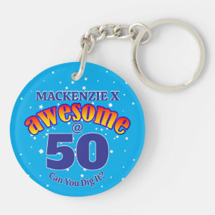 Llavero AWESOME 50 Cumpleaños AZUL Ligero