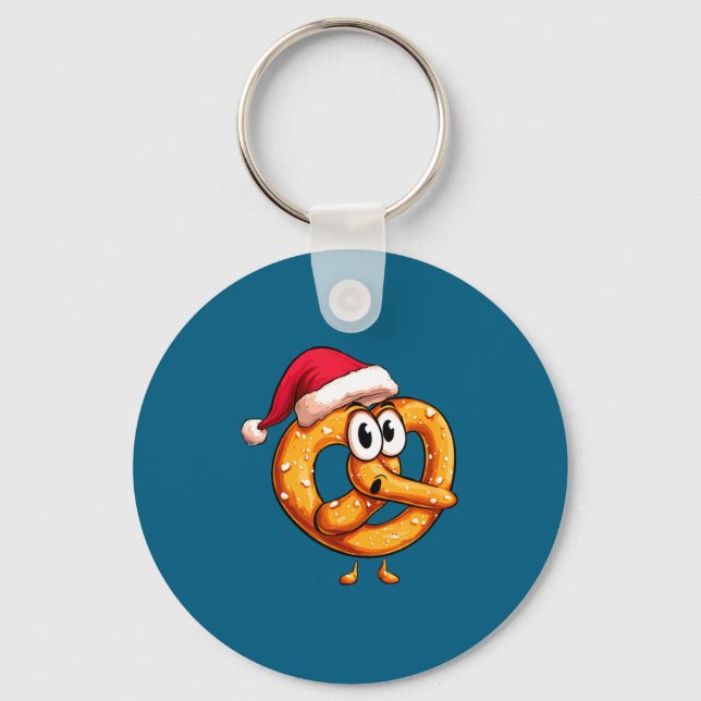 Llavero Awesome Festive Pretzel With Santa Claus Hat Costu (Anverso)