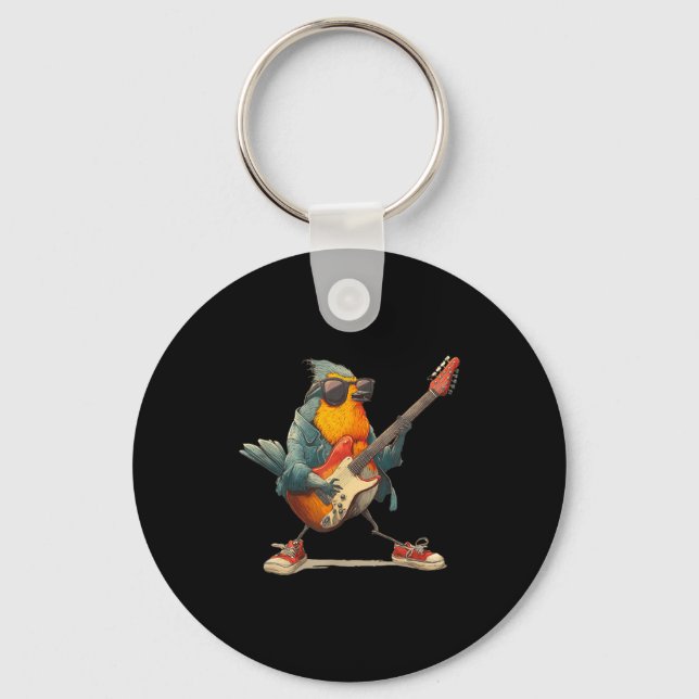 Llavero Awesome Robin Bird With Electric Guitar For Boys A (Anverso)