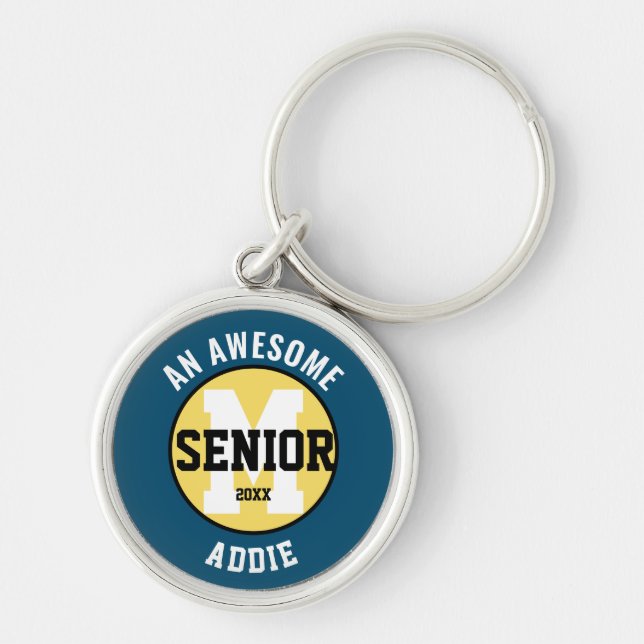 Llavero Awesome Senior Key Chain Blue/Yellow (Frente)
