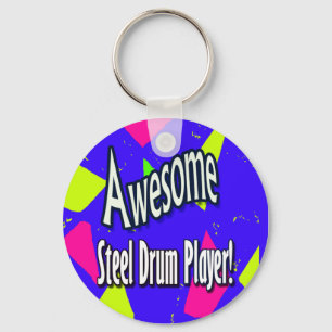 Llavero Awesome steel drum player keychain