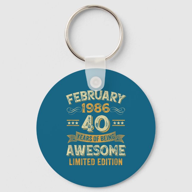 Llavero Awesome Vintage February 1986 40th Birthday  (Anverso)
