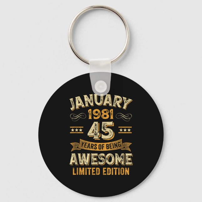Llavero Awesome Vintage January 1981 45th Birthday  (Anverso)