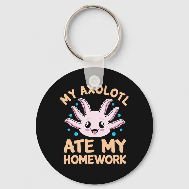 Llavero Axolotl Ate Homework Kawaii propietario de un Masc (Anverso)