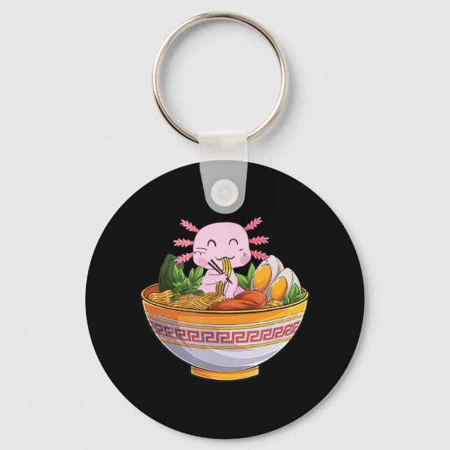 Llavero Axolotl Comer fideos Ramen Kawaii Anime Gift Gir (Anverso)