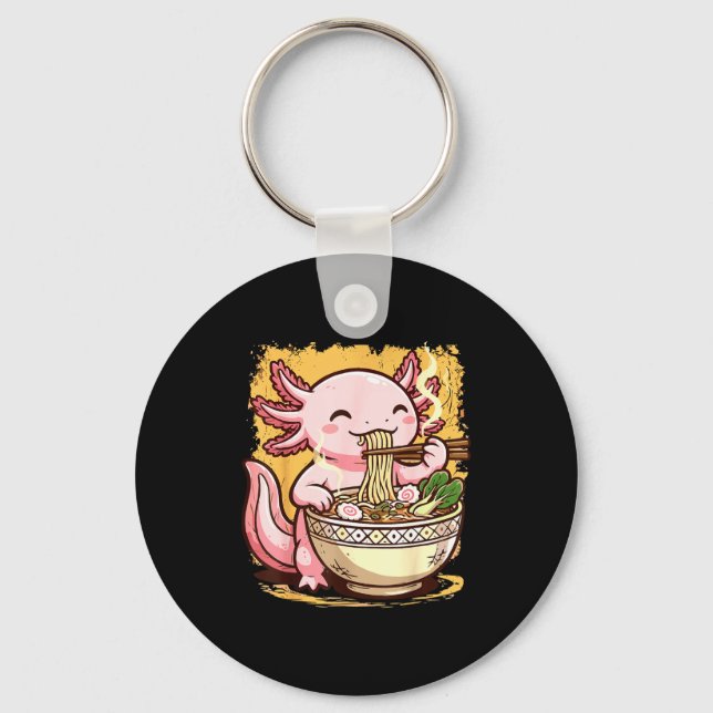Llavero Axolotl Eating Ramen Noodles  (Anverso)