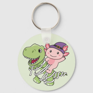 Llavero Axolotl Feliz Halloween T-rex Mummy Costume Keycha