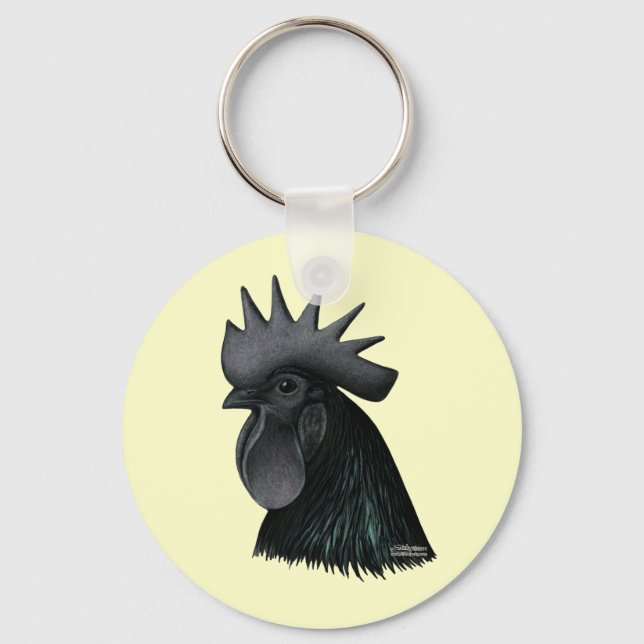 Llavero Ayam Cemani Rooster Head (Anverso)